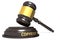 Wooden judge gavel with copyright word
