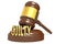 Wooden judge gavel with guilty word