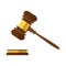 A wooden judge gavel, hammer of judge or auctioneer