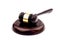 Wooden judge gavel and soundboard