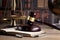 Wooden judge`s gavel. Law. Judge`s office.