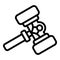 Wooden judicial gavel icon, outline style
