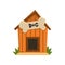 Wooden kennel with bone vector Illustration on a white background