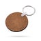 Wooden key ring isolated on white background. Key chain for your design. Clipping paths object.  Circle or round shape