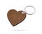 Wooden key ring isolated on white background. Key chain for your design. Clipping paths object.  Heart shape