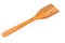 Wooden kitchen spatula on a white background, close-up