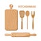 Wooden kitchen utensils. Kitchenware.