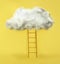 Wooden ladder with cloud on background. Conceptual design