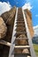 Wooden ladder on via ferrata