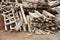 Wooden ladders and timbers stock photo