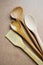 Wooden ladles and wooden spoon kitchen utensils.