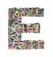 Wooden letters E floral detail