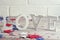 Wooden letters are laid out in the word love, July 4, happy independence day, patriotism, memory of veterans, the concept