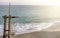 Wooden life guard station at Carabeo beach, Nerja, Spain