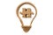 Wooden Lightbulb with Jigsaw Sign on white background