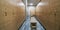 Wooden lockers with a wood bench in a locker room