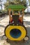 Wooden locomotive for children to play in a park