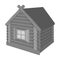 Wooden log cabin. Hut architectural structure single icon in monochrome style vector symbol stock illustration web.