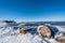 Wooden logs in snow