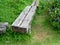 Wooden Long Bench In The Garden