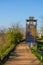 wooden lookout tower situated on a danube shore in bulgarian city ruse....IMAGE