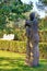 Wooden love couple sculpture on the beach promenade on the island Usedom