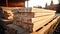 Wooden lumber, industrial wood, timber. Pine wood timber
