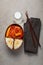 Wooden lunch boxe with healthy food ready to go for work or school, ahead meal preparation or dieting concept. On a old