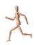 Wooden man isolated. Gestalt in the form of a running man. profile view
