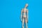 wooden man mannequin blue background design object