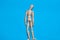 wooden man mannequin blue background design object
