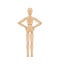 Wooden man model, manikin to draw human body anatomy serious standing pose. Mannequin control dummy figure vector simple