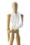 Wooden mannequin with broken hand