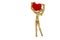 Wooden mannequin carry heart knit with yarn on the shoulder
