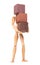 Wooden mannequin carrying wooden hardwood blocks