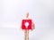 Wooden mannequin holding colored cube with idea icon