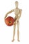 Wooden mannequin holds red apple