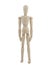 a wooden mannequin posing