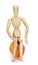 Wooden mannequin sitting on an apple