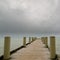 Wooden marine pier on an overcast day