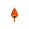 Wooden match burning logo flat design, fire controlled concept