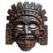 Wooden Mayan Mask Isolated, Carved Mexican Tribe Mask, Wooden Masks of Maya on White