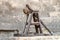 Wooden Medieval Catapult. Ballistic Device. Ancient Military Technology