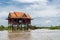 Wooden and metal houses built on stilts above the water of Tonle Sap lake, Kampong Phluk, Cambodia