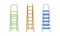 Wooden and Metal Step Ladder for Domestic and Construction Need Vector Set