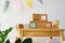 Wooden Montessori cubes. Toys made of natural material