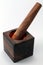 A wooden mortar and pestle