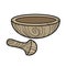 Wooden mortar and pestle color variation for coloring page on white