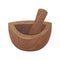 Wooden mortar and pestle tool for cooking food isolated