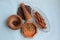 Wooden mortar and spices: allspice, cardamom, cinnamon 0098